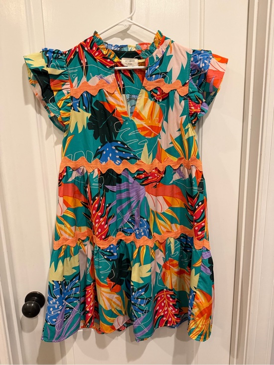 Umgee Dresses & Skirts - Umgee Tropical Multi-Color Ruffle Sleeve Dress